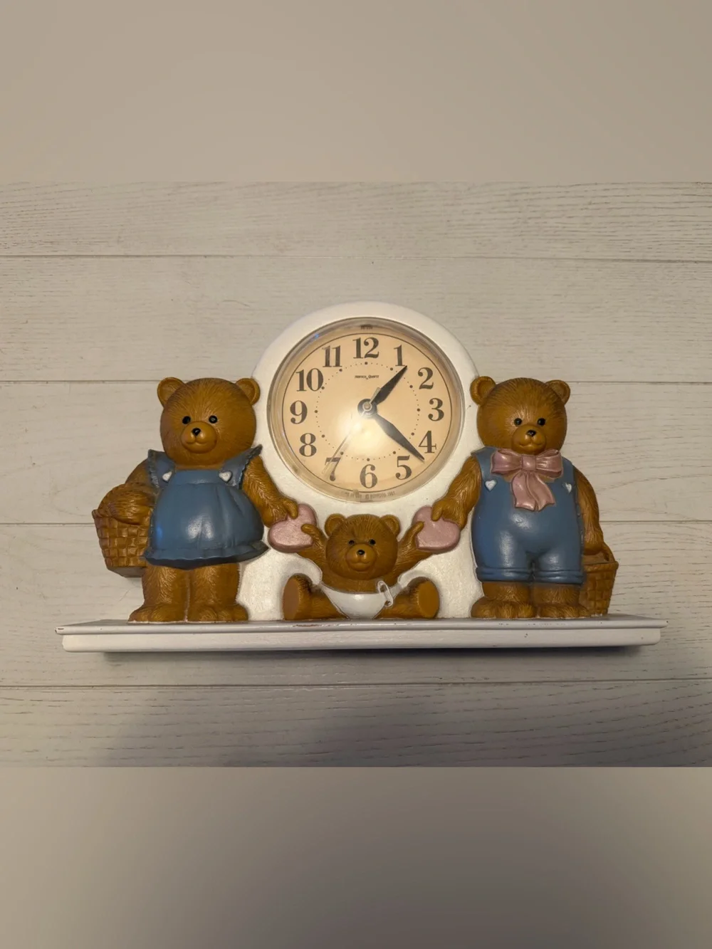 Bear Family Mantel Clock - Blue & Brown Decorative Wall Accent